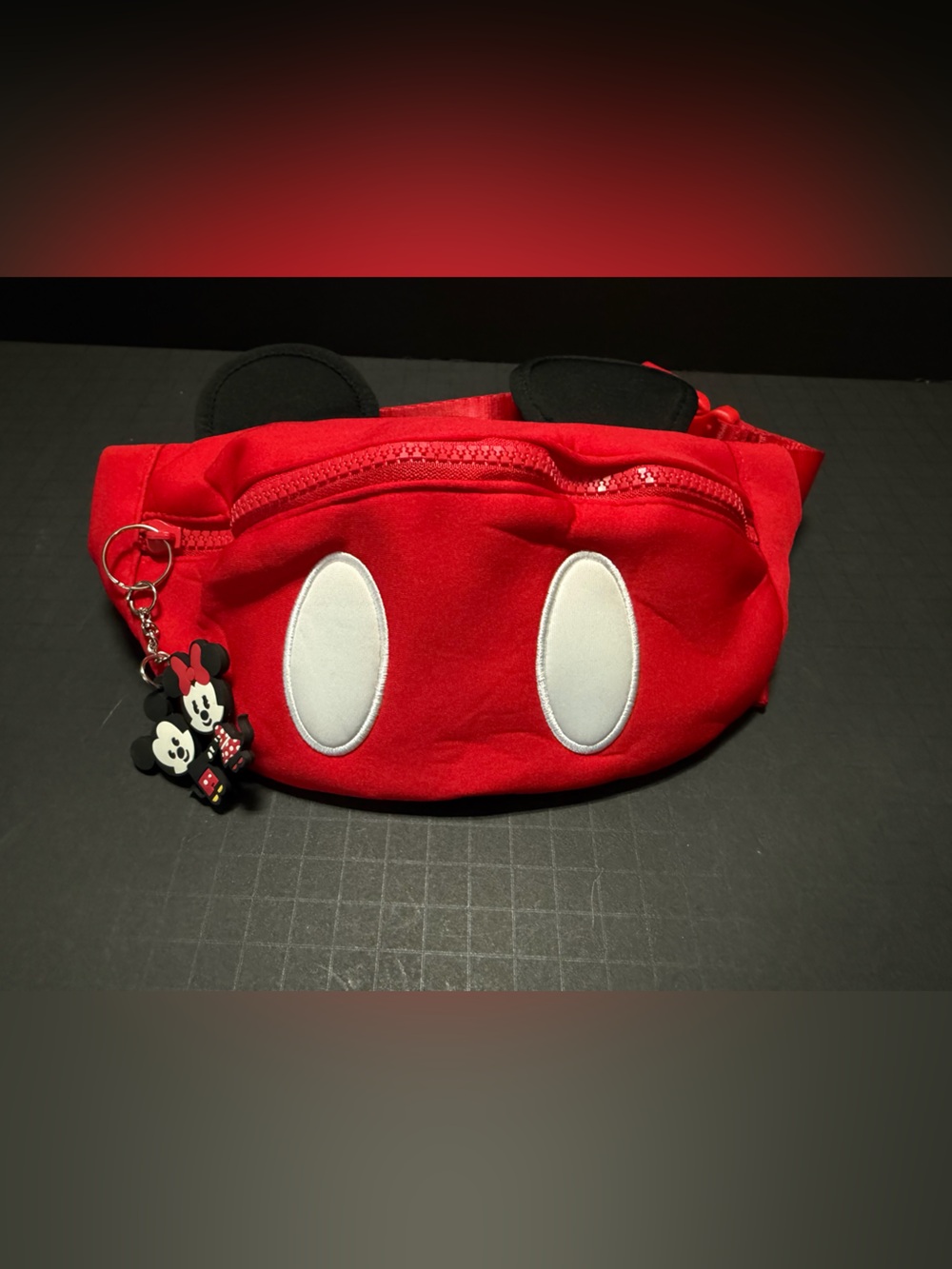 Disney Red Mickey Ear Waist Bag with Character Keychain